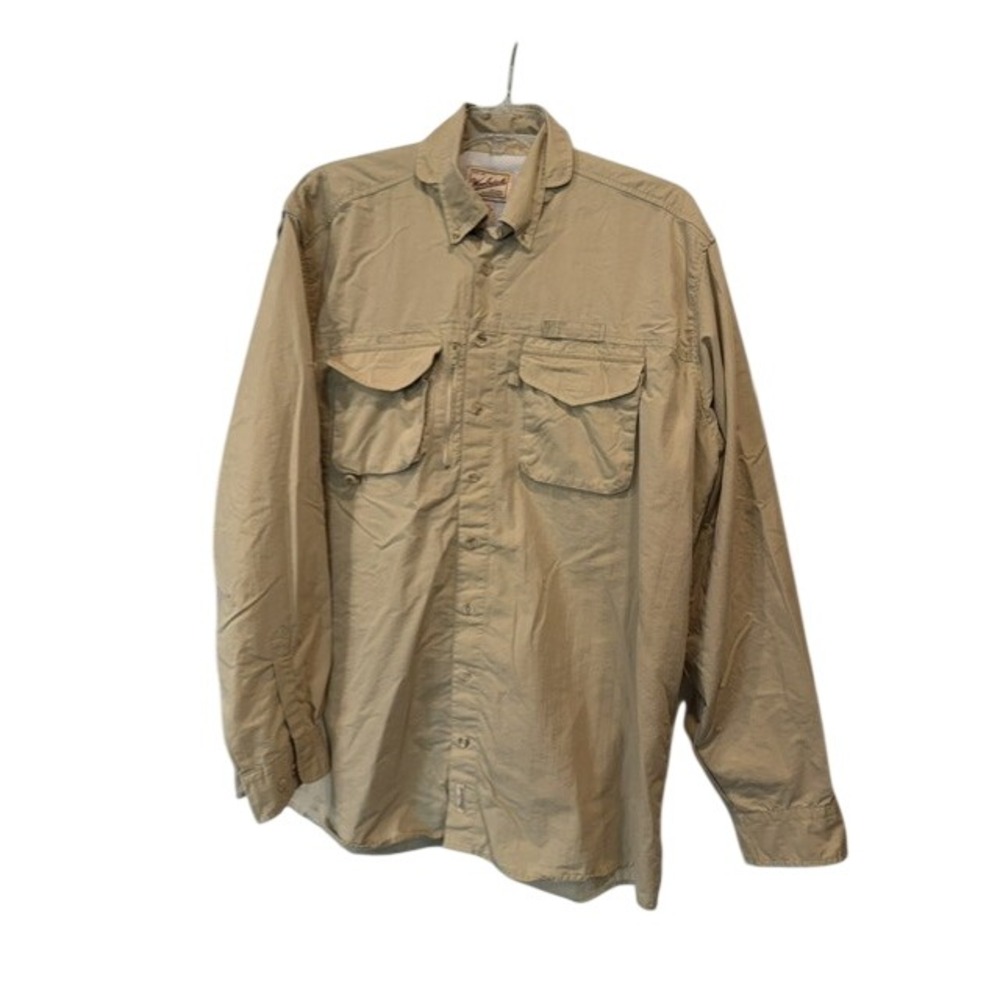 Woolrich Mens Tan Long Sleeve Ventilated Fishing Outdoor Utility Shirt 2XL Tall